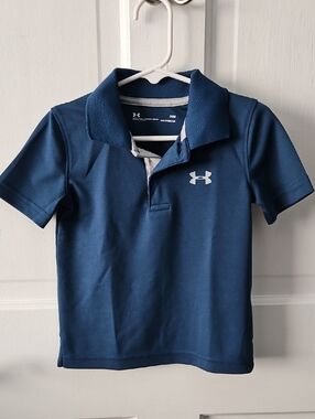 Under Armour Boys' Dark Blue Polo with White Logo